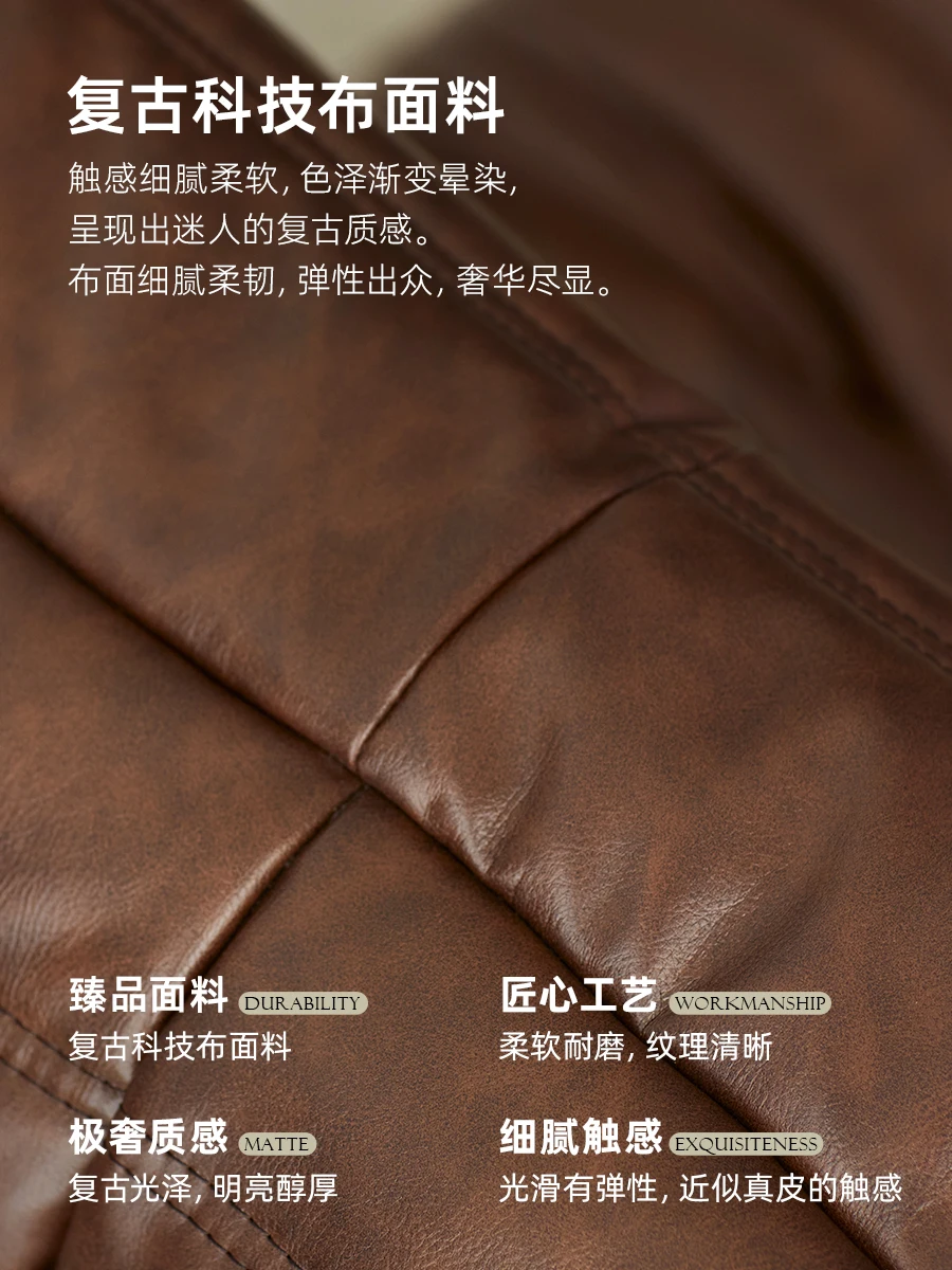 Sofá de couro de luxo com luz retrô, poltrona reclinável de couro para sala de estar, sofá individual com varanda e quarto, sofá lagarta preguiçoso