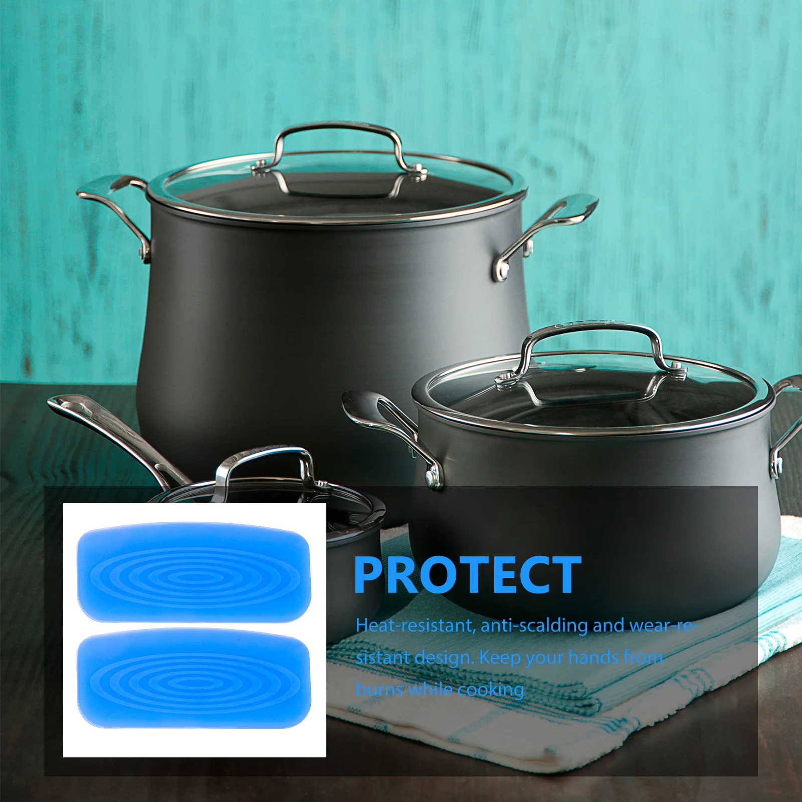 

1Pair Silicone Handle Cover for Skillets Heat Resistant Anti-Scalding Non-Slip Pot Handle Sleeve for Wok Frying Pan Saucepan