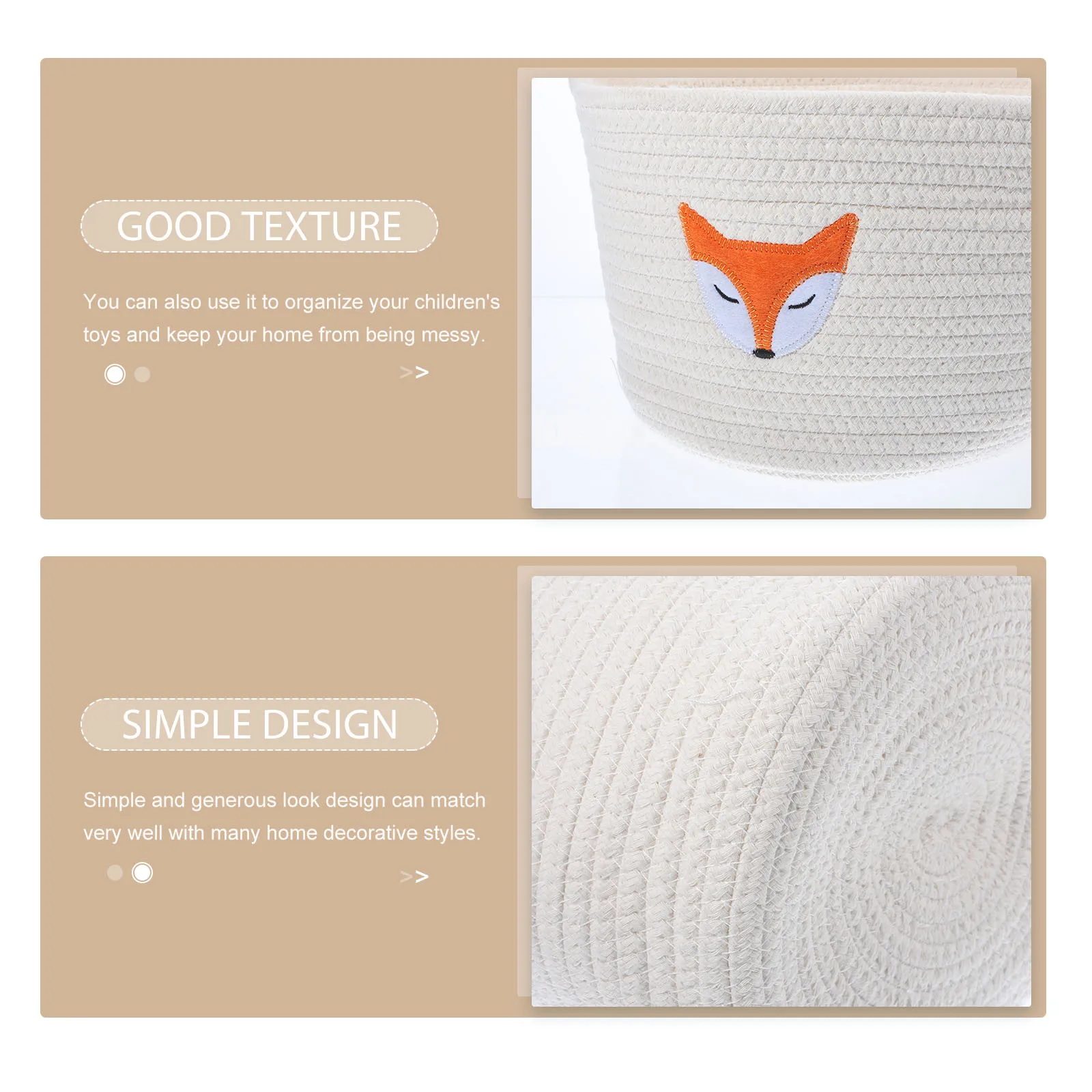 

Round Wicker Storage Basket Cotton Material Organizer for Small Items Snack Storage Home Decor Simple Generous Design