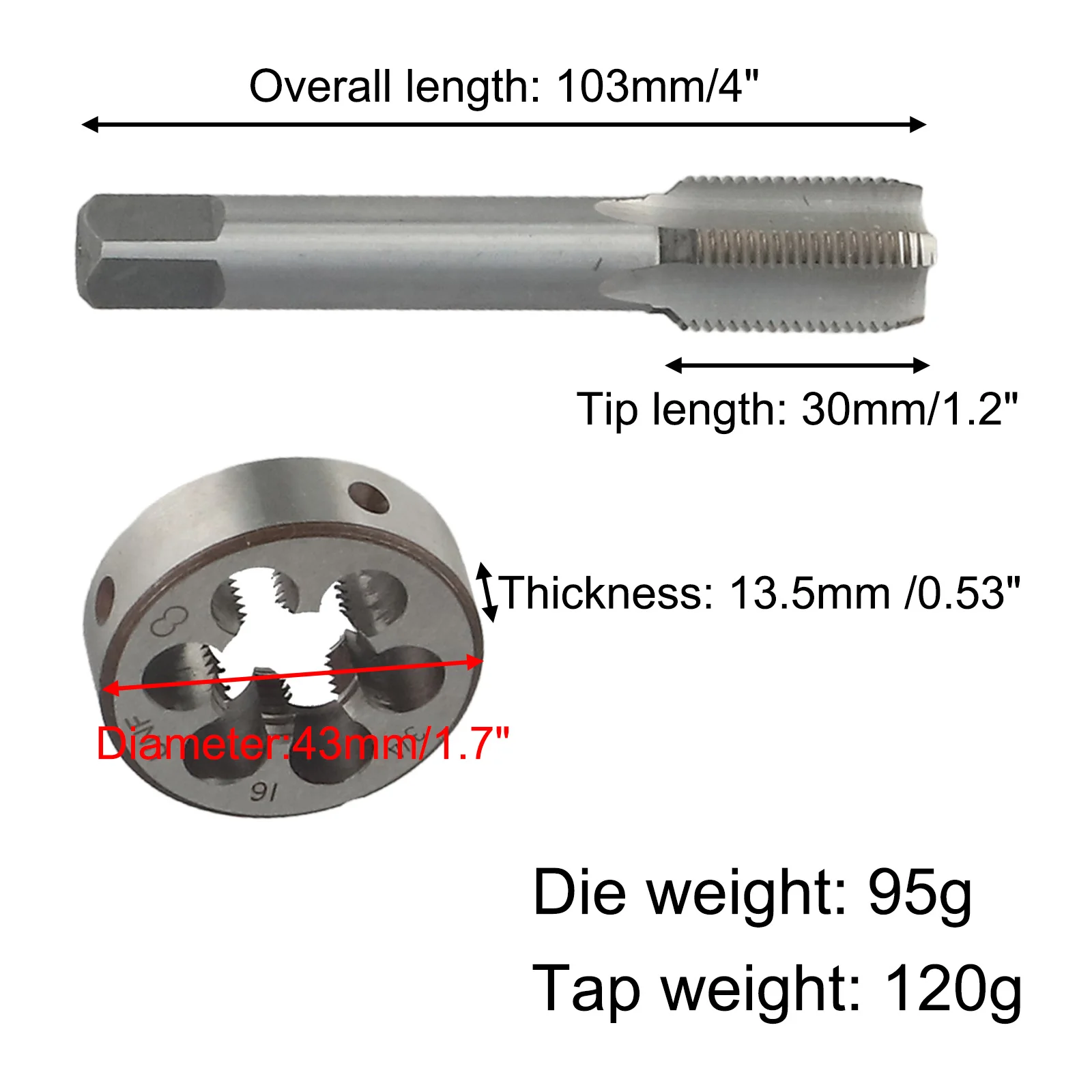 3/4 "-16 TPI مجموعة الصنبور والقالب HSS لليد اليمنى 3/4-16 UNF Tap 3/4-16 UNF يموت مخروطي ثقب المفتاح قوة قفل قوية