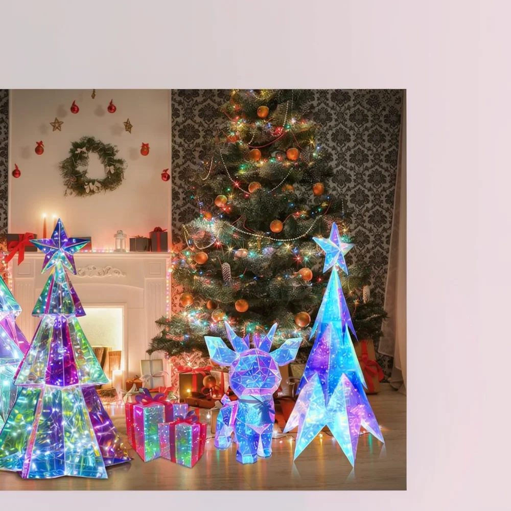 Christmas Decorative Lamp Glowing Tabletop Ornament Modern LED Light Colorful Holiday Party Decor Creative Interior Lighting