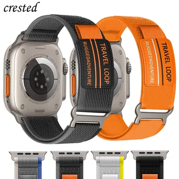 Trail Loop für Apple Watch Ultra Band 49 mm 44 mm 40 mm 45 mm 41 mm 38 mm 42 mm Nylon-Lederarmband iWatch-Serie SE 7 6 5 3 8 Armband