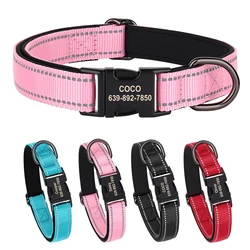 Reflective Nylon Dog Collar Custom Engraved ID Collars Durable Personalized Puppy Collar Adjustable for Small Medium Large Dogs