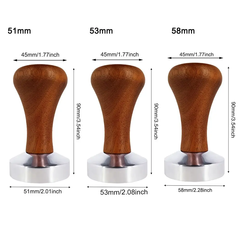 51mm/53mm/58mm Espresso Coffee Tamper Powder Hammer Wood Handle Espresso Tamper Coffee Distributor Tampers for Coffee