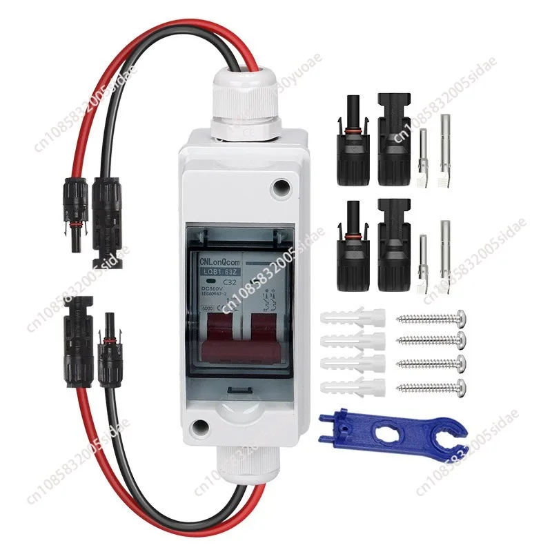 Solar Panel Disconnect Switch, 63A DC 1000V Breaker Box PV Disconnect Switch With IP65 Waterproof Box