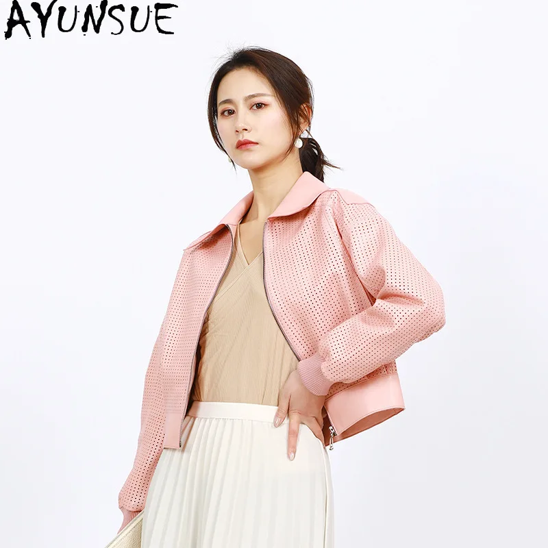 AYUNSUE Giacca in vera pelle di pecora naturale Donna Streetwear Donna Giacche da moto Abiti autunnali 2025 Jaqueta De Couro