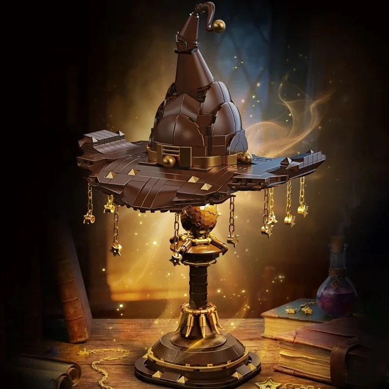 

Creative Magic Hat Table Lamp Building Block Model Desktop Ornament DIY Educational Toy Childrens Holiday Gift Hobby Collectible