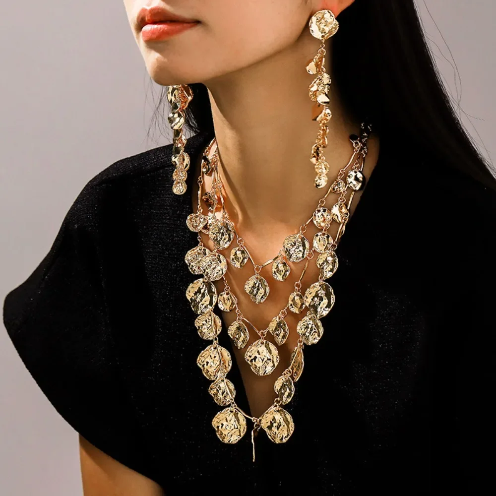 

Vintage Tassels Necklaces Earrings Baroque Exaggerated Flower Beaded Pendant Multilayer Classic Fashion Jewelry Sets