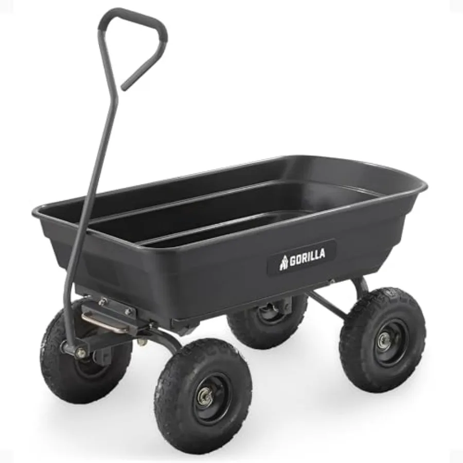 Poly Dump Cart, 600 lb. Capacity, 4 Cu Feet, Quick Release Dump