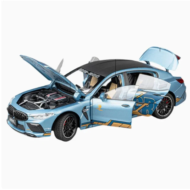 Similation 1:24 BMW M8 Supercar modello di auto in lega suono e luce tirare indietro pressofuso giocattolo per bambini da collezione regalo di compleanno