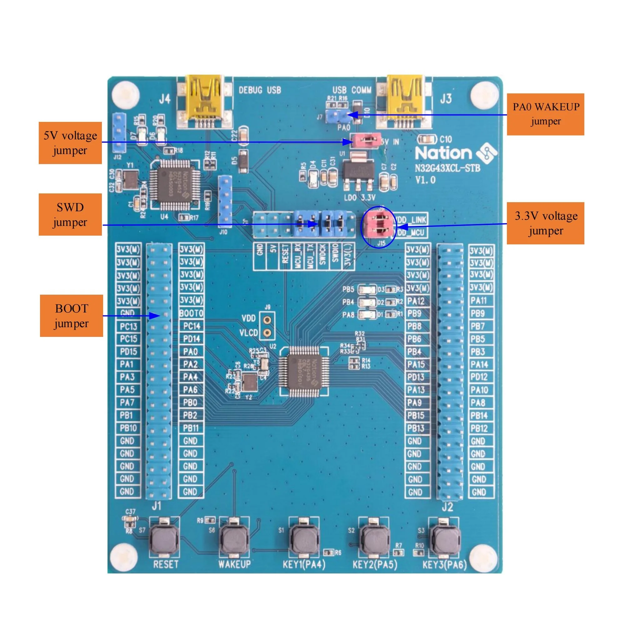 N32G43XC Development Board N32G43XCL-STB Onboard N32G435CBL7 MCU