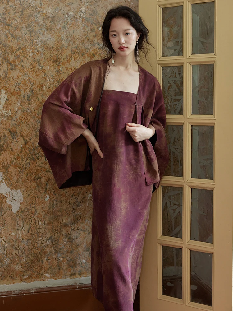 

Комплект из 100% шелкового кардигана с вышитым узором и шелкового топа на бретельках Jasmine And Fu Su, женский модный комплект, осень 2024