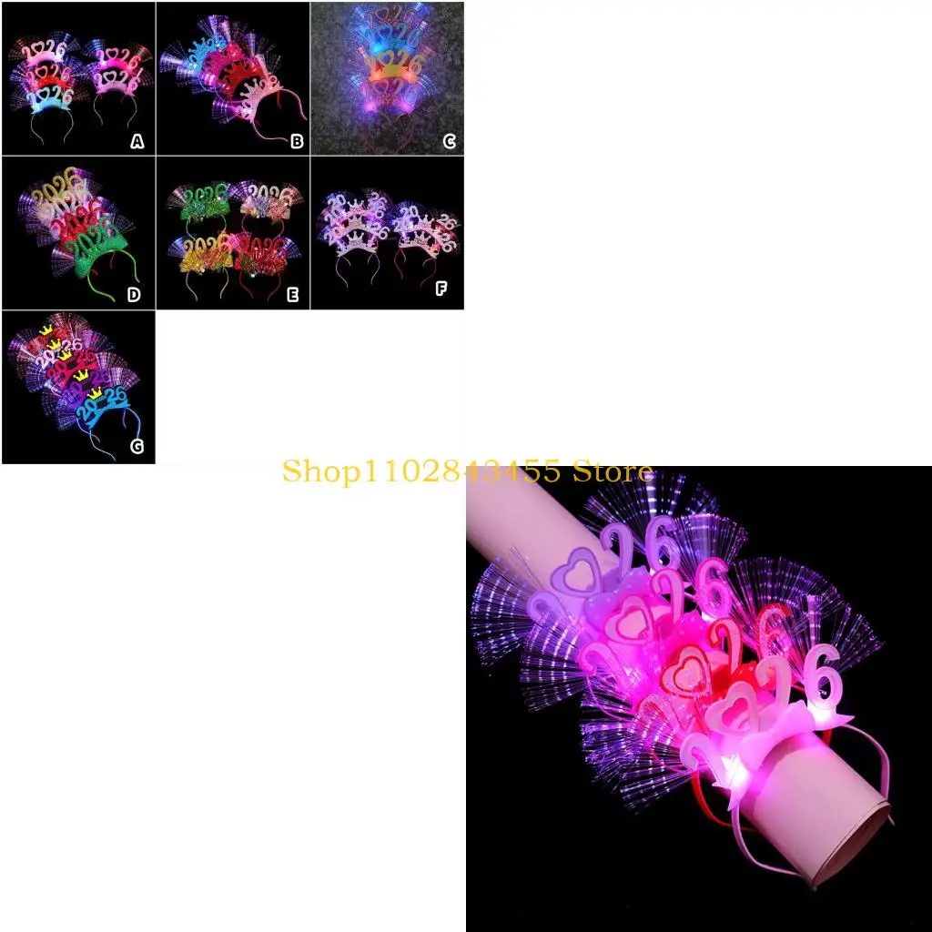 49MC 2026 New Year Hairband Photo Props Fun Hair Hoop Crowns for New Year Party