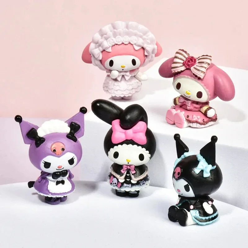 Figuras de acción de Anime para niños, Set de 5 piezas, 3-4cm, Kawaii Kuromi Melody Model Accessories, juguetes para niños, regalos para pasatiempos