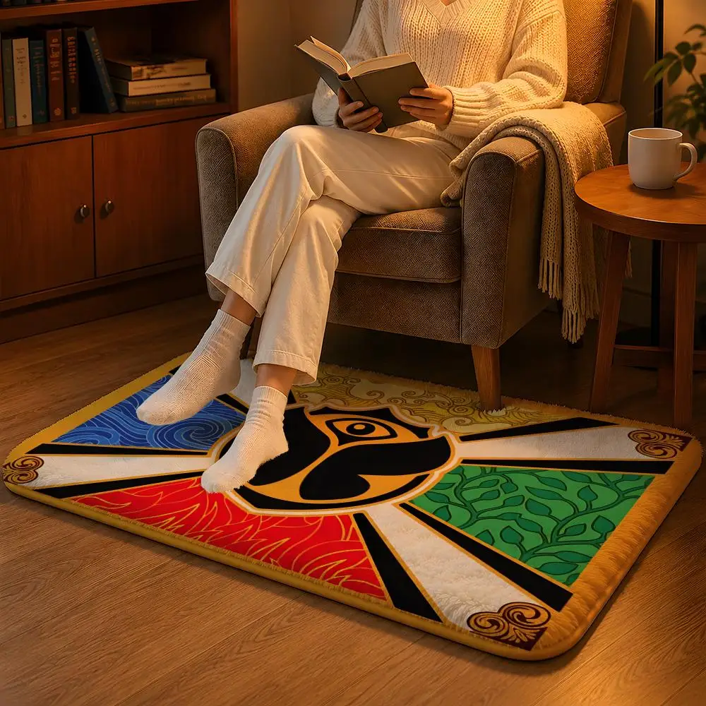 T-Tomorrowlands Music Logo Floor Mat Soft Flannel Non-Slip Rug Washable Floor Mat for Living Room Bedroom Home Decor