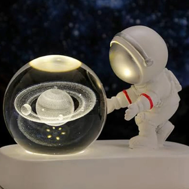 Night Light,Astronaut's Starry Walk Crystal Ball Night Light,USB Link,Holiday And Anniversary Gifts,Creative Ornaments Durable