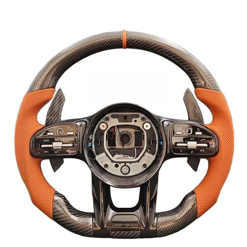 

High Custom Leather Carbon Fiber Sports Steering Wheel W205 W212 W213 W222 S550 GLA X156 GLC63 E-Class G-Class