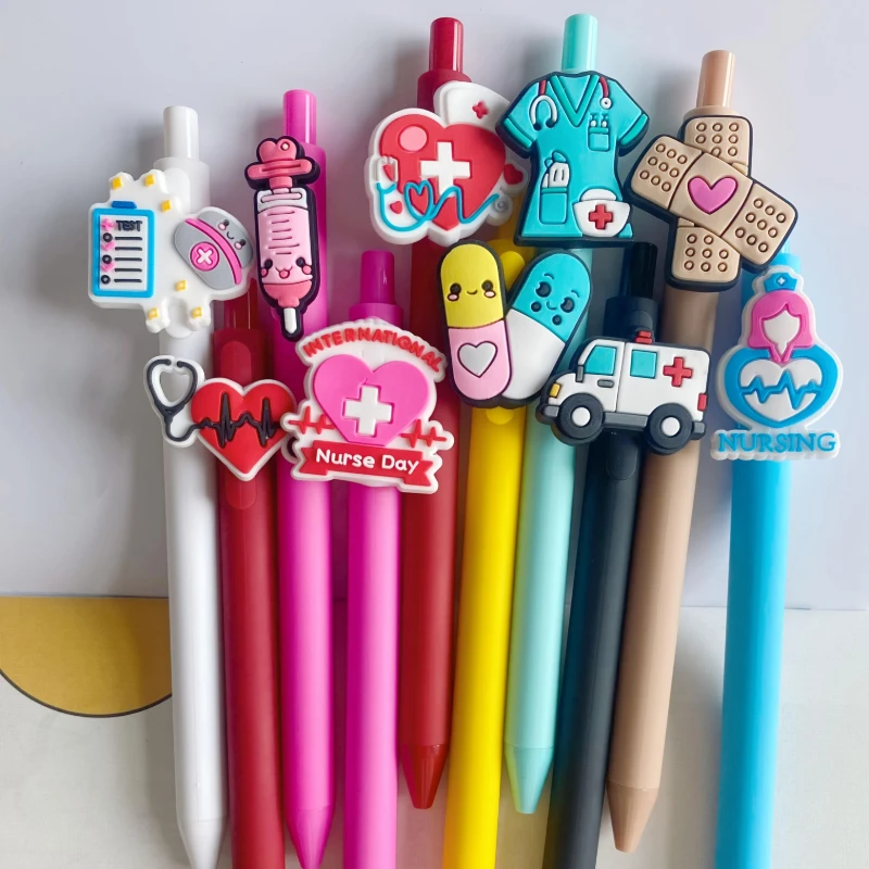 5/10 Pieces in Random Styles, Cute Nurse Pens with Black Ink, Humorous Nursing Supplies for the Workplace, Black Ink Ballpoint Pens for Nurse Collection, Suitable for Nurses, Medical Assistants, Students, and Nurse-Themed Gifts, Halloween and Christmas Gifts