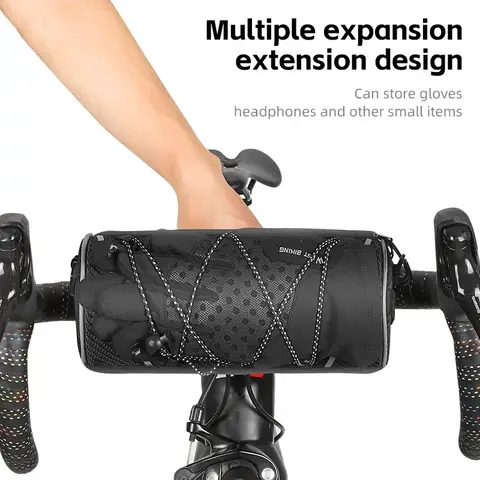 WEST BIKING Reflective Bicycle Handlebar Bag 2L Multifunctional Cycling Bag With Straps And Side Mesh Pockets Men's Shoulder Bag