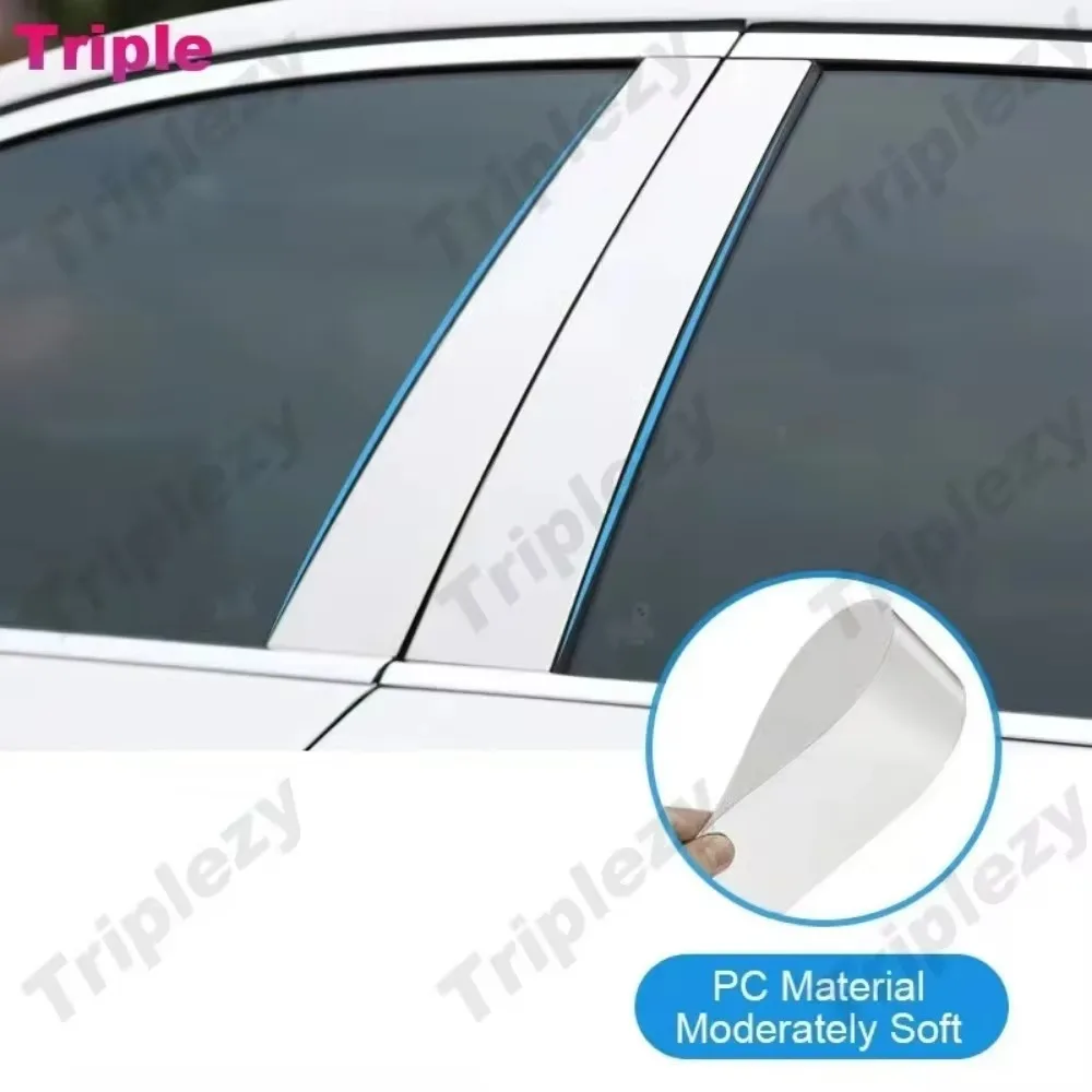 Glossy Chrome Mirror Effect Car Door Center Column Window Middle B C Pillar Post Cover Trim PC Material Sticker For Honda CRV G3