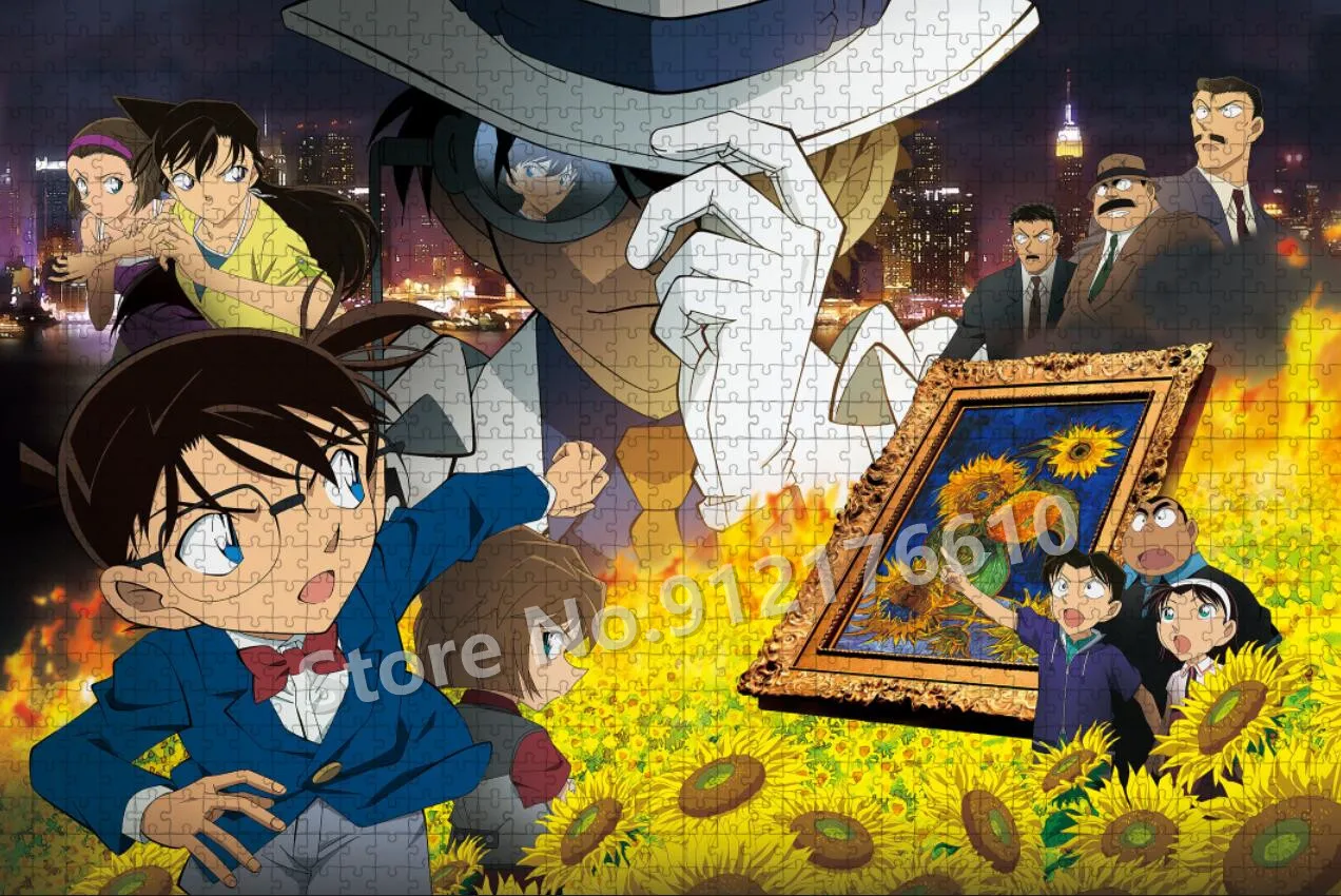 Detective Conan: Sunflowers of Inferno Jigsaw Puzzles 300/500/1000 Pieces Game Anime Puzzles Wooden Educational Toys Gifts