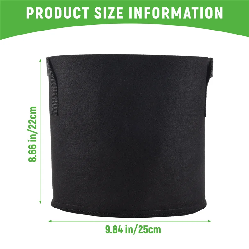 Pojemniki z tkaniny, 5 sztuk, worki do uprawy roślin o pojemności 3 galony, pojemniki z tkaniny z uchwytami na paski do ziemniaków, kwiatów, ogrodnictwa domowego