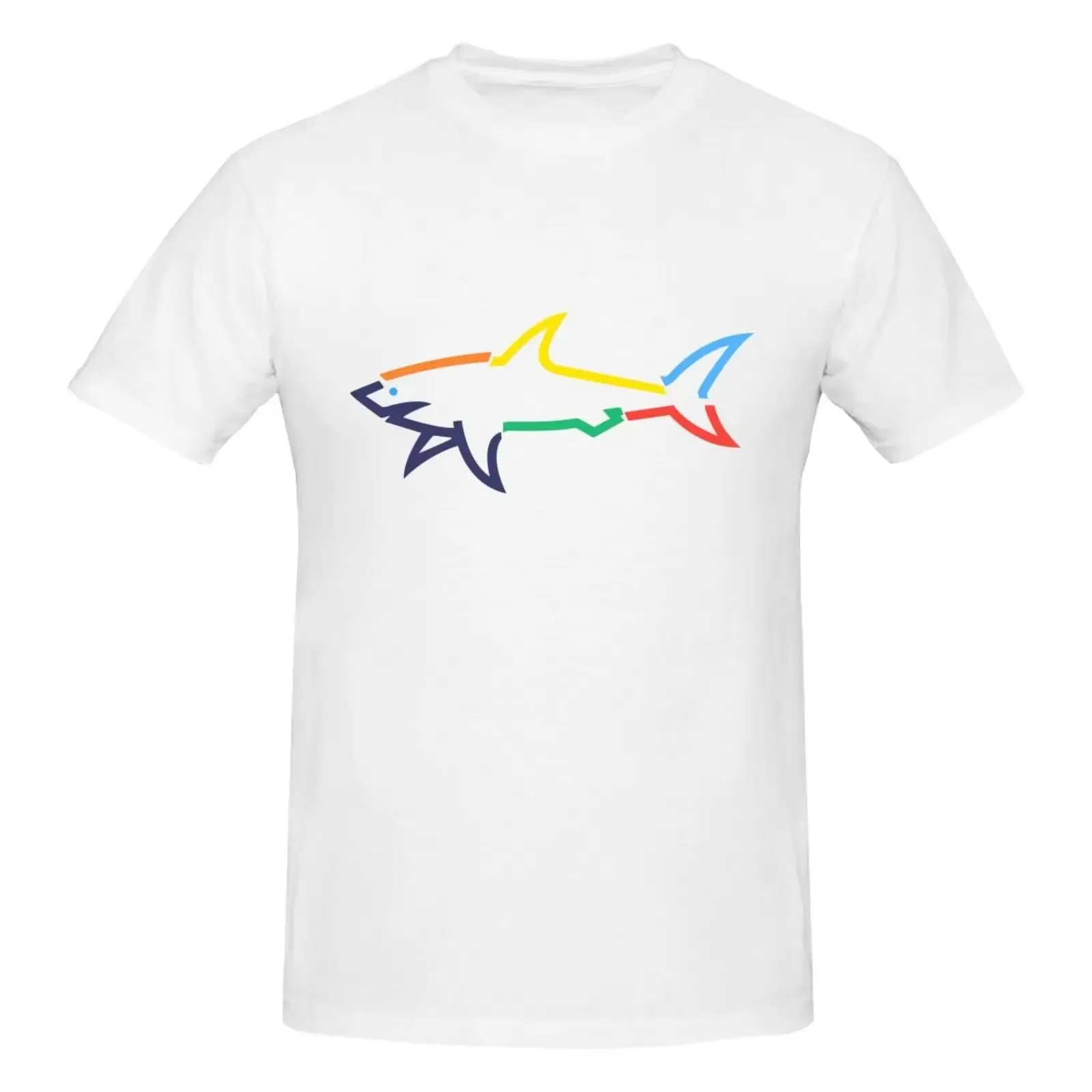 New Color Shark Paul T-shirt Men's and Women's Basic Cotton T-shirt Summer Vintage Round Neck Casual Streetwear Men's T-shirt