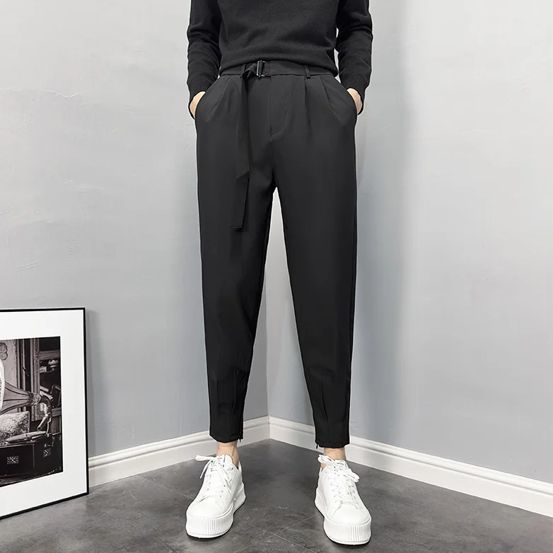 

British High Waist Suit Pants Men's Social Trousers Pants Italian Mens Formal Pants Pantalones 2023 Dress Ankle Pants Men E90