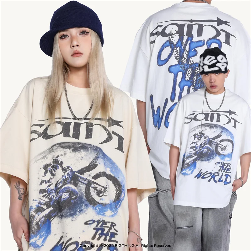 White Almond Sain Loose Casual T-Shirt 24ss New Men Women Summer Best Quality Oversized Street Tops T Shirt