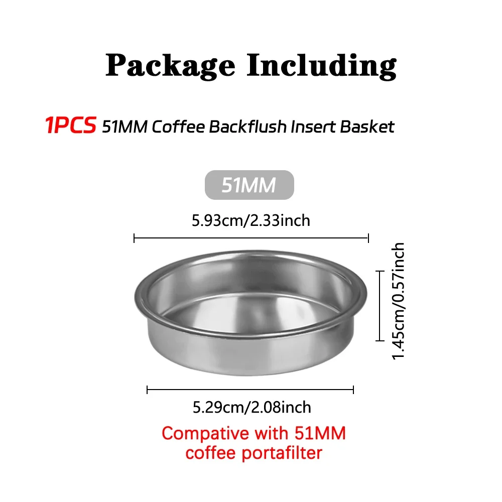 Слепой фильтр для кофемашины, вставка для обратной промывки из нержавеющей стали, слепой фильтр для кофемашины эспрессо