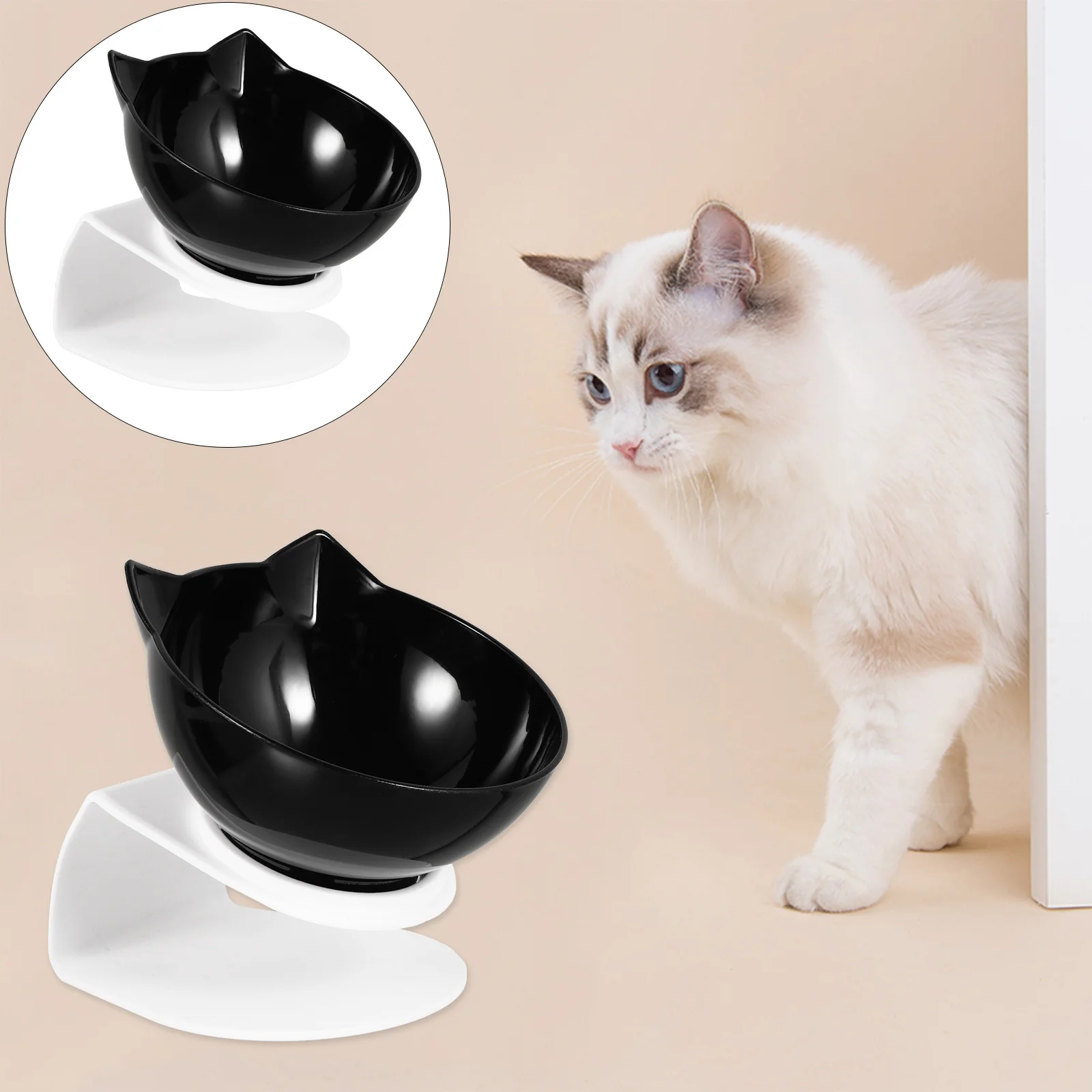 

Elevated Pet Feeder 360Ml Tilted Design Cat Neck Protection Feeding Bowl For Dogs Cats Wet Dry Food Water Plastic Pet