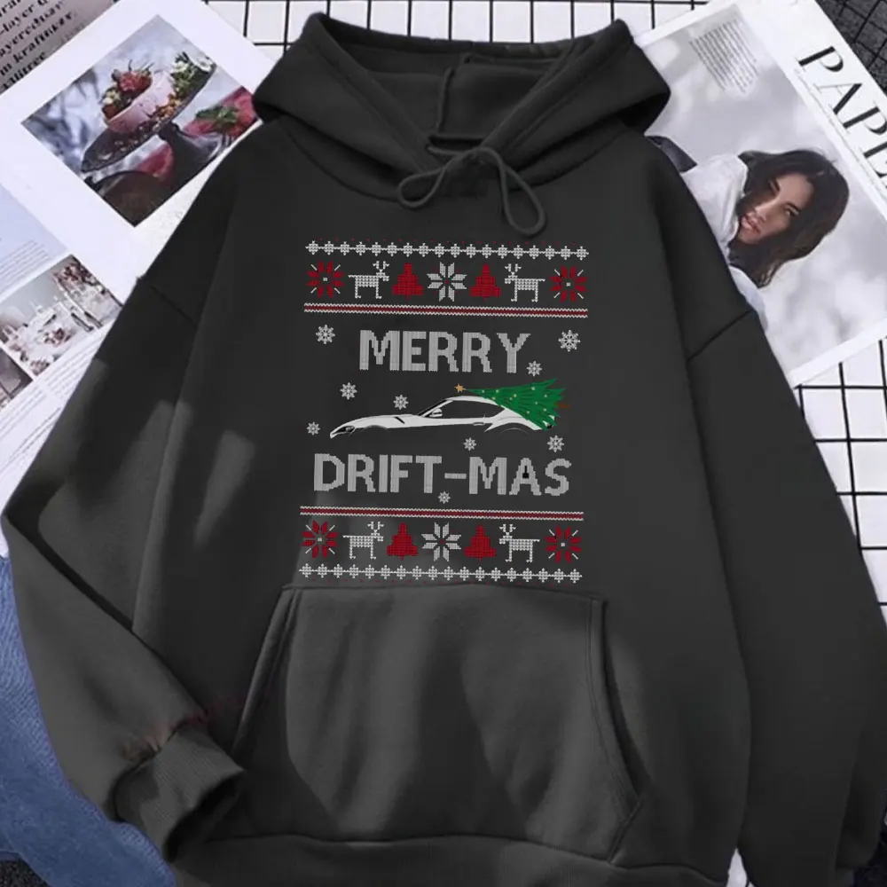 

Christmas Unisex Men Sweater Merry Drift-mas Car Enthusiast Gift Long Sleeve Sportswear Autumn and Winter Thermal Hoodie