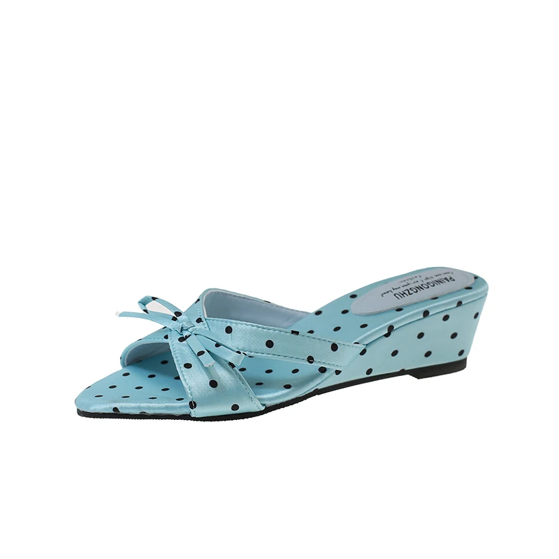Bow Slippers Wedges Women's Sandals High Heels Shoes New Elegant Dress Shoes Beach Pumps Comfort Flip Flops Mujer Slides Zapatos - view 6