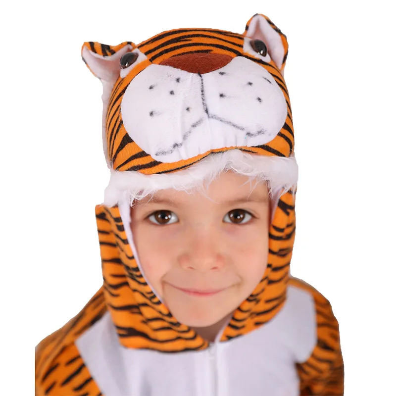 Combinaison de tigre à rayures marron pour filles, costume de cosplay animal, fête de carnaval, bête, halloween