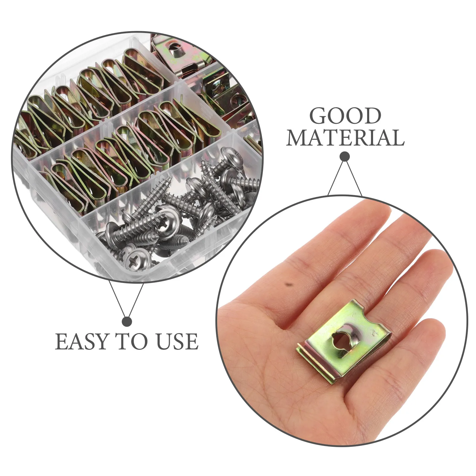1Set U-Type Clip and Self-Tapping Screw Kit Easy Install Automotive Fasteners for Bumper Holder Door Panel Retainer Clip