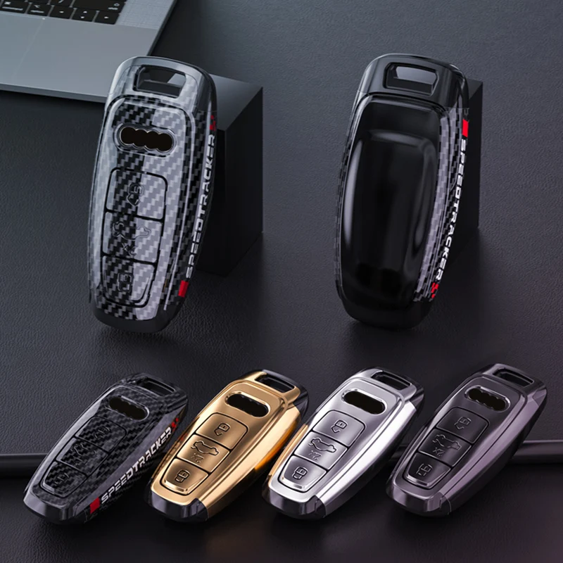 Auto-Fernbedienungsschlüsselhülle für Audi A3 A4 B9 A6 A7 4K A8 E-tron Q5 Q8 C8 D5 SQ8 Wildleder Autoschlüsselanhänger Shell Schlüsselanhänger Schutztasche – Detail 2