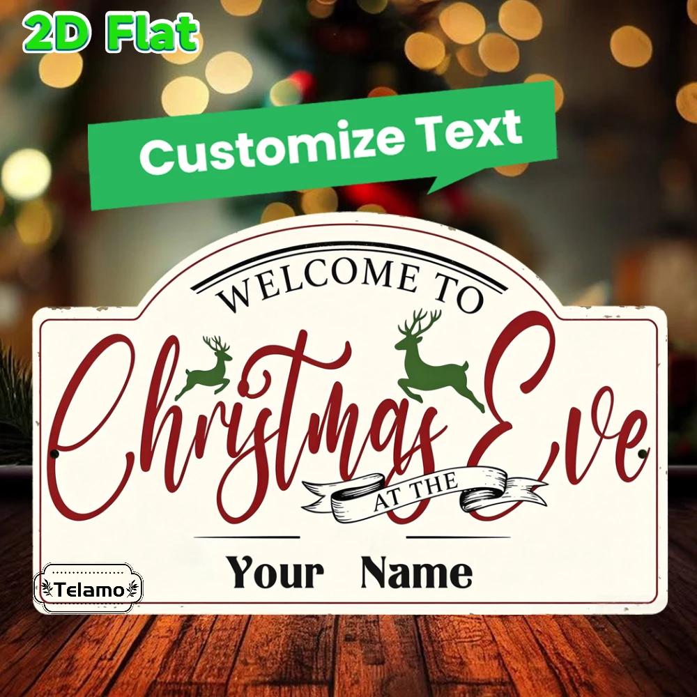 Custom Text Arched Metal Sign, Leaping Deer Graphic, Christmas Wall Decor, Porch Entryway Decor, Indoor Outdoor Christmas Gift,