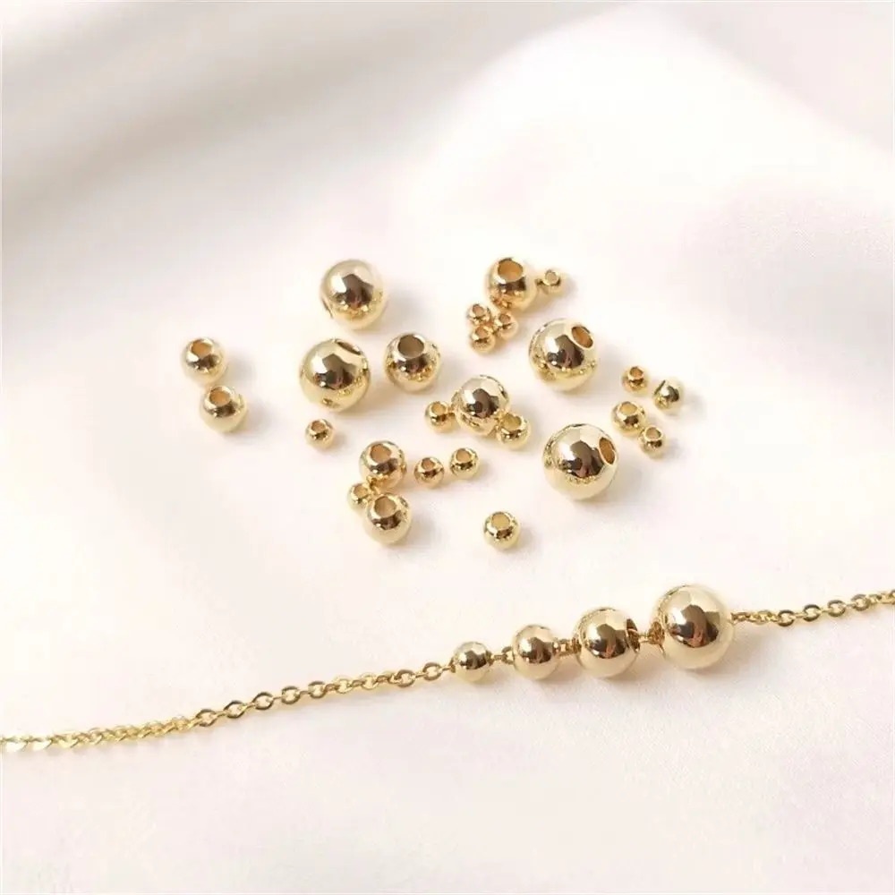 10pcs 14K Gold Plated Round Loose Beads 2.5/3/4mm, DIY Bracelet Jewelry Making Beading Accessories
