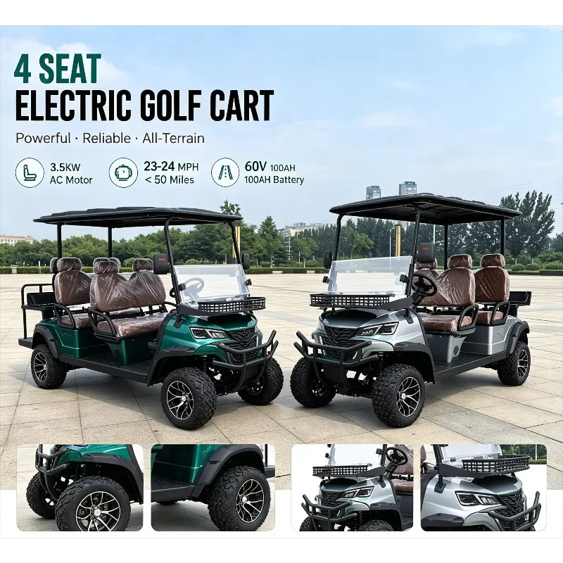 Multifunctional 6 Seater Electric Sightseeing Golf Cart, Customizable, 60V 100A Battery, 3500W AC Motor with Customizable shi