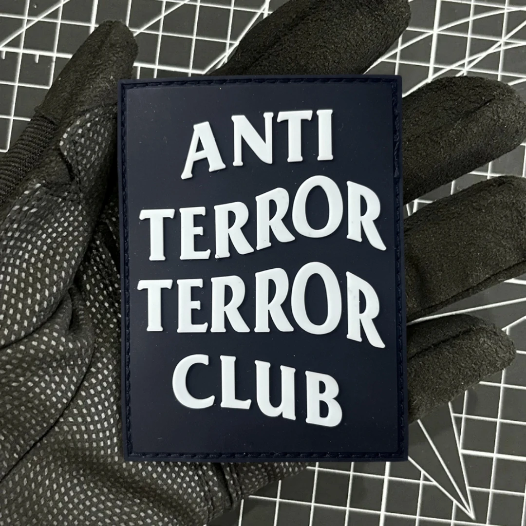 

ANTI TERROR CLUB Funny Morale Badge Patch Military Emblem Tactical Armband PVC Hook and Loop for Clothing Backpack Stickers
