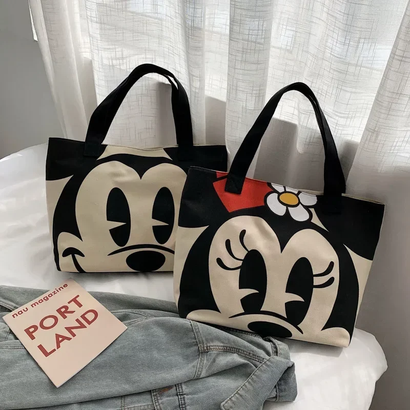 Disney cartoon Minnie Mickey fashion large capacity shoulder bag girl lady canvas bag shopping bag handbag