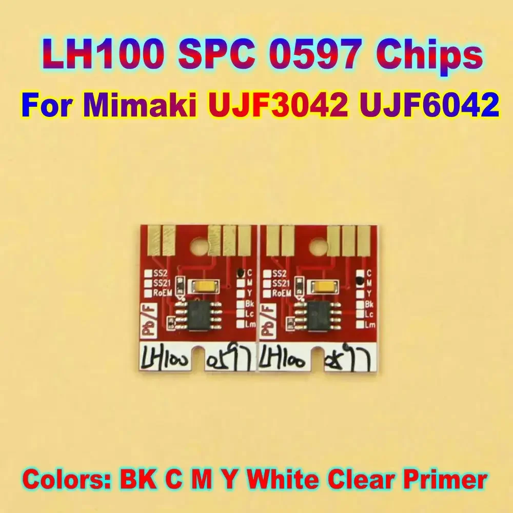 6 Color Mimaki LH-100 One Time Use IC Chips for Mimaki UJF3042 Permanent Chips LH100 spc 0597 BK C M Y WH Auto Reset Chips Clear