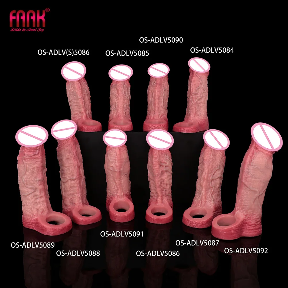 FAAK التحكم اللاسلكي تهتز واقعية القضيب كم قابلة لإعادة الاستخدام سيليكون الديك المكبر موسع سميكة مرونة القضيب الدائري #3