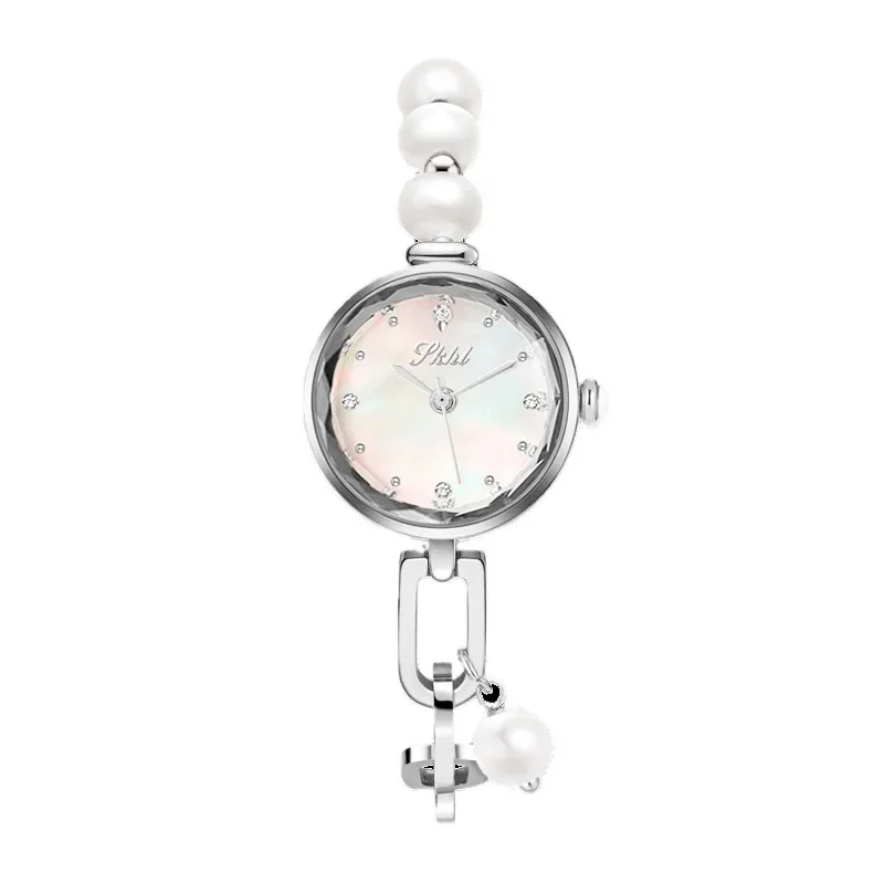 Luxury Watch for Women Elegant White Pearl Bracelet Chain Quartz Waterproof Top Brand Ladies Small Wristwatch