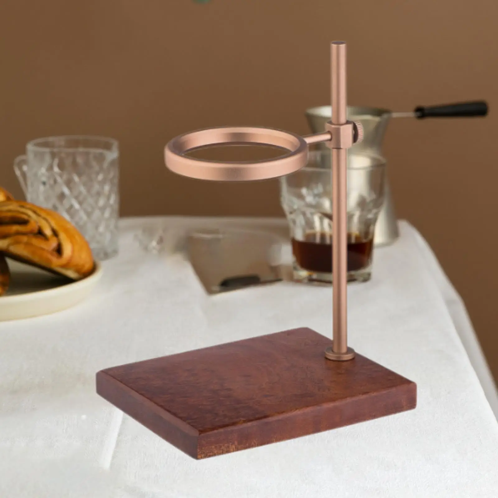 Coffee Dripper Stand Pour Cover Adjustable Height Rack Dripper Filter Holder with Wood Base for Manual Brewing Walnut Wood