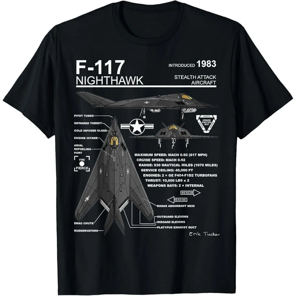 F-117 Nighthawk Stealth Fighter схематическая инфографическая футболка из 100% хлопка с круглым вырезом и коротким рукавом летняя повседневная мужская футболка