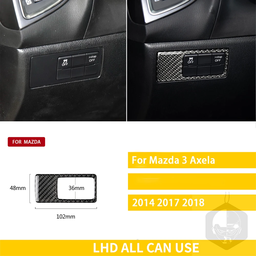 For Mazda 3 Axela 2017 2018 Accessories Carbon Fiber Interior Auto Headlight Adjusting Frame Trim Sticker Modification Decoratio
