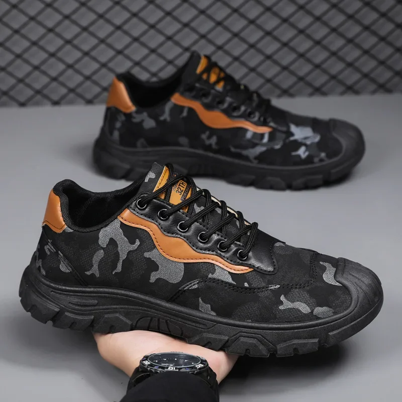 Scarpe uomo Low Casual Sneaker Camouflage scarpe da lavoro tela traspirante scarpe da corsa Casual fondo spesso calzature da trekking antiscivolo