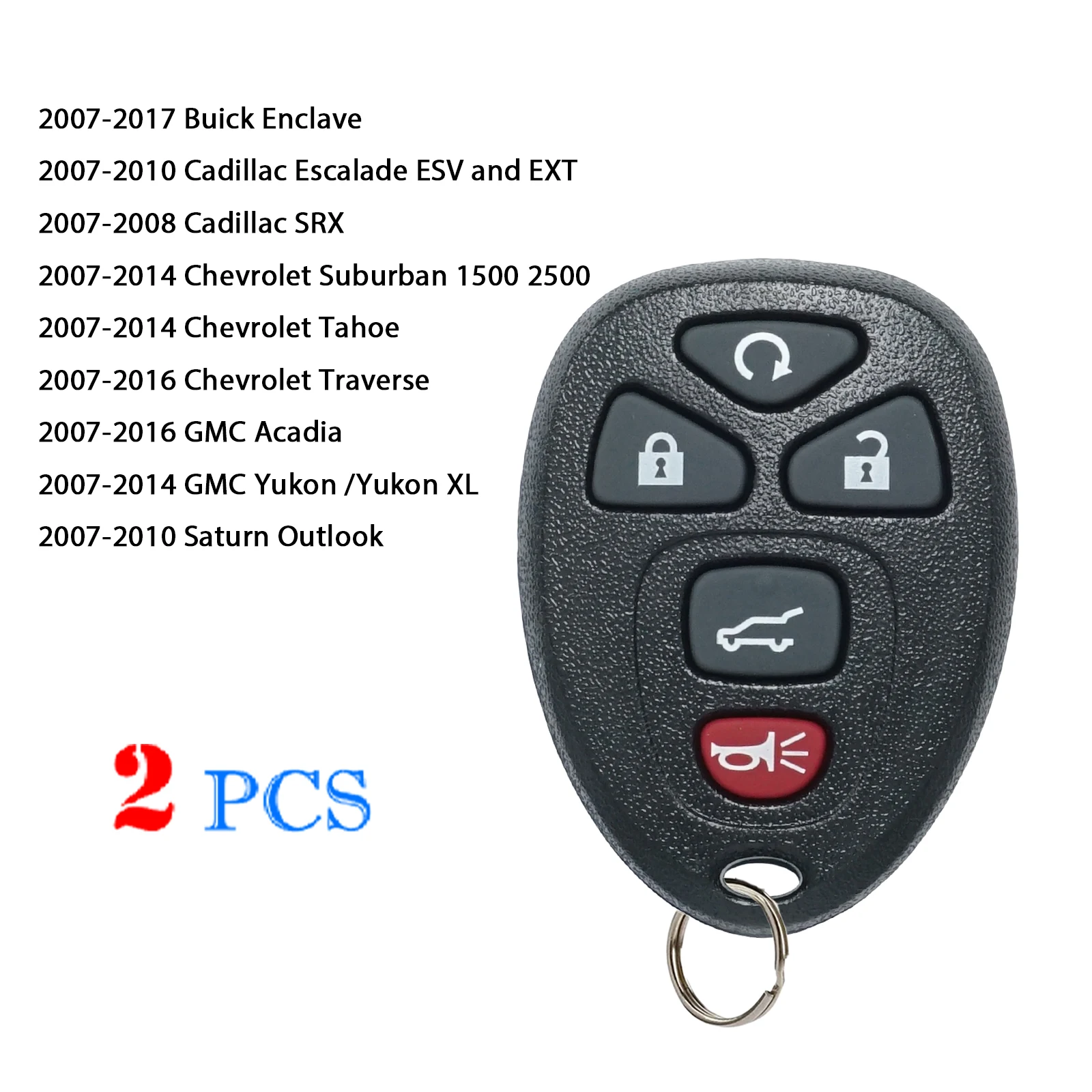 2PCS ATPSTOGO Car Key Fob For 2007 2008 2009 2010 2012 2013 GMC Sierra Acadia Yukon XL Remote Key Fob 4 Buttons 315Mhz OUC60270