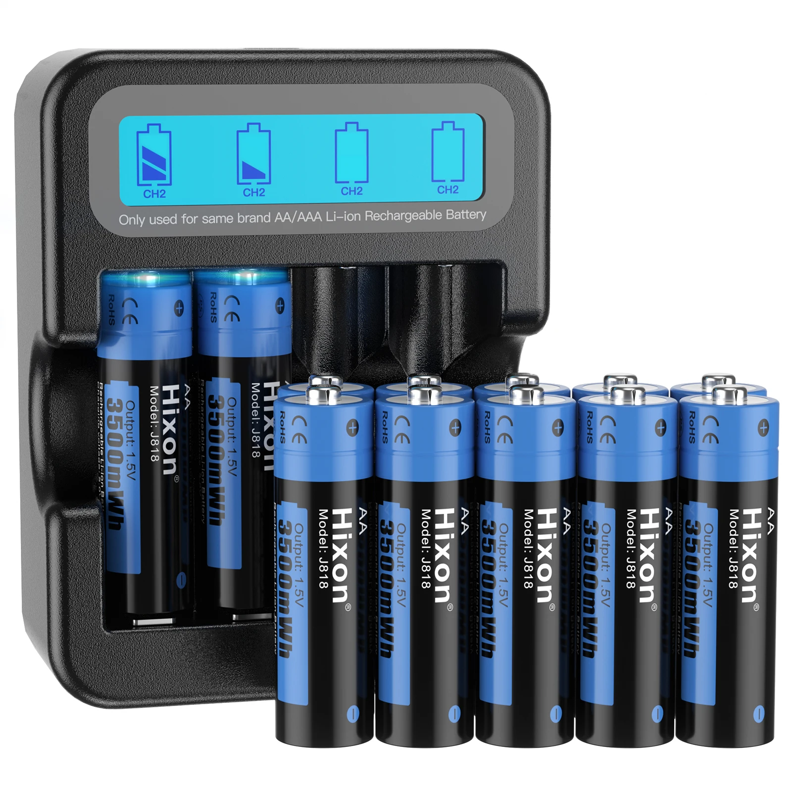 

1.5v Aa 4 Slot Battery Charger With LCD Display Smart Intelligent For3500mWh AA/AAA li ion Rechargeable Batteries aa aaa Charger